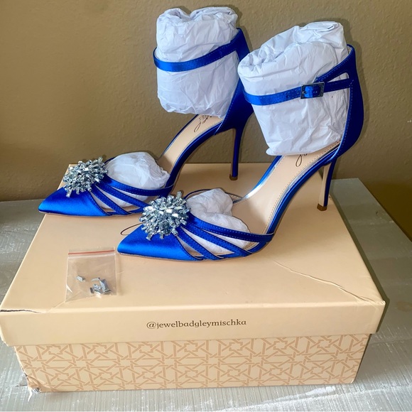 Badgley Mischka Violette Crystal Pointed Stiletto Heels - Picture 3 of 4